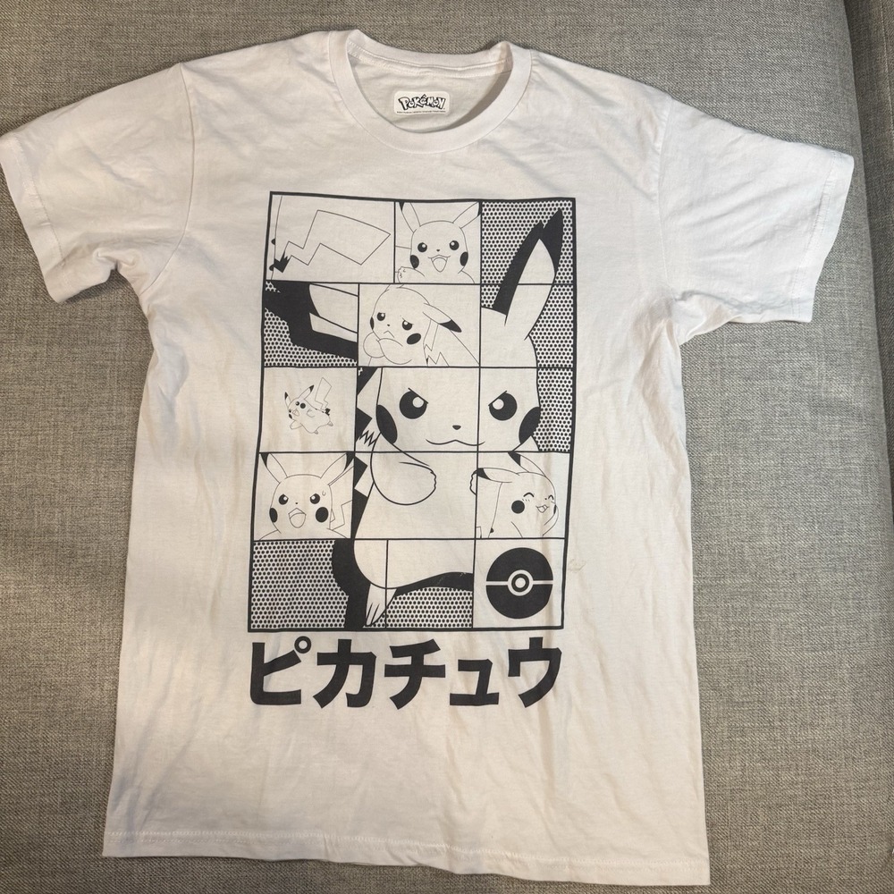 Pokemon Pikachu Graphic T Shirt White Anime Manga Nintendo Men's
